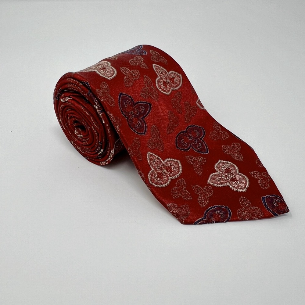 The Men's Store Tie Red Abstract Silk Blend Men's Necktie